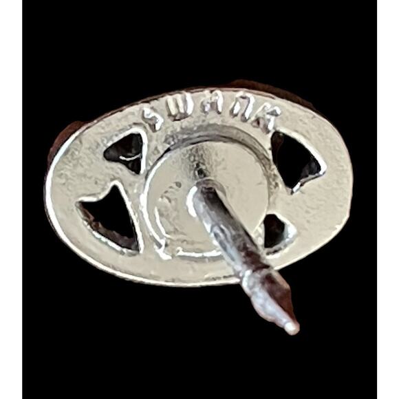 Vintage SWANK Tie Tack Tie Pin Chain Bar Silver Tone Oval With Etched Edge - Picture 4 of 4